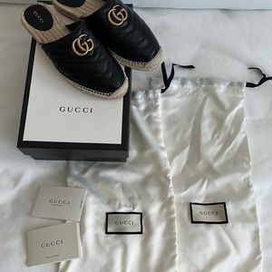 Gucci Espadrille Mules 38.5 black